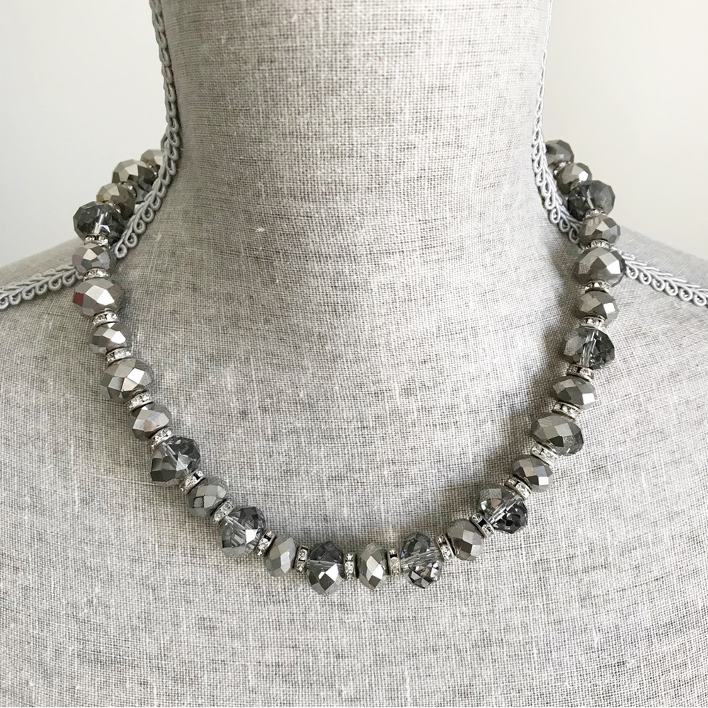 Cezanne Beaded Necklace Round Ball Mirror Like Starkly Glitz Glam Statement